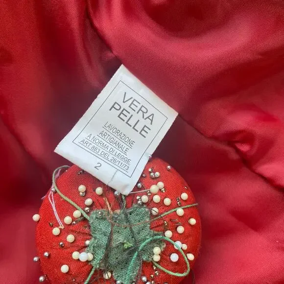 Vera Pelle Masterpelle Handcrafted Italian Cherry Red Suede Italy Leather Jacket - Picture 11 of 13